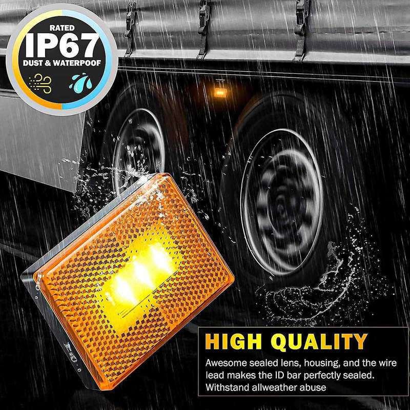 2Pcs LED Side Marker Lights, Square Stud Mount Trailer Clearance Reflex Running Lights for Truck RV
