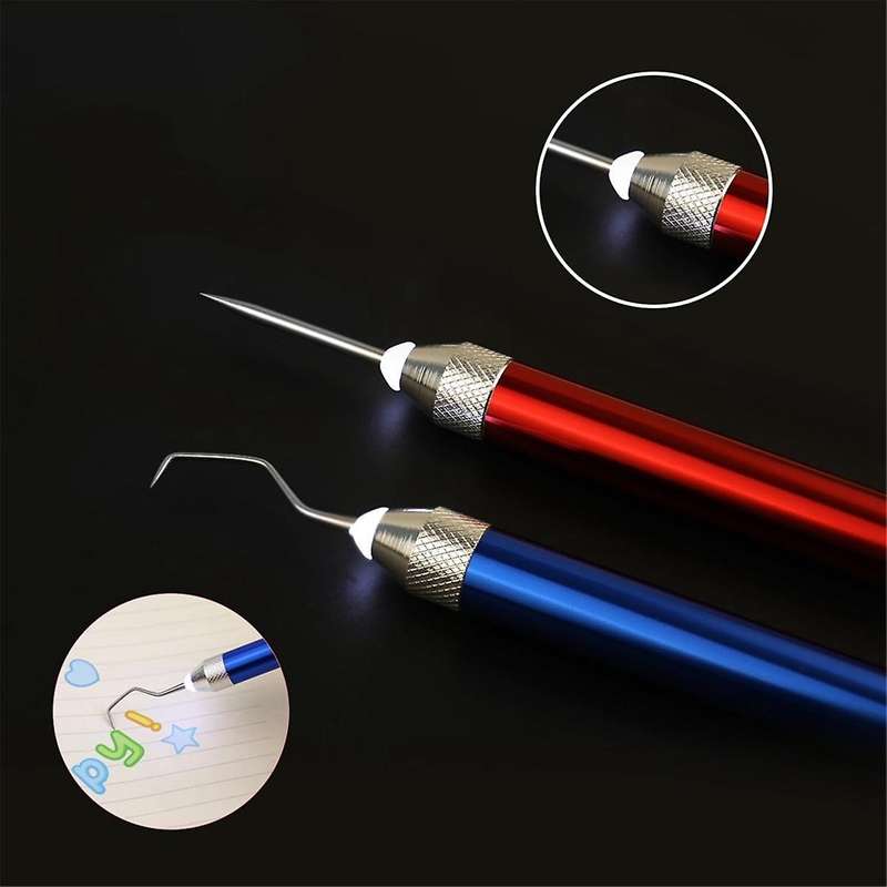 2Pcs LED Weeding Tools for Vinyl, Vinyl Weeding Tool with 2 Different Hooks Lighted Weeding Tool Cra