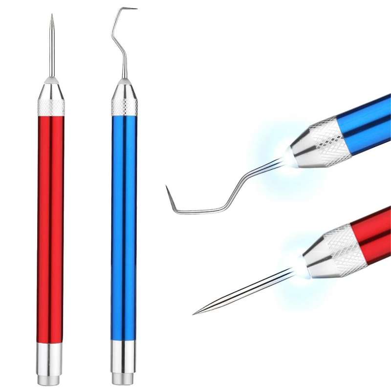 2Pcs LED Weeding Tools for Vinyl, Vinyl Weeding Tool with 2 Different Hooks Lighted Weeding Tool Cra