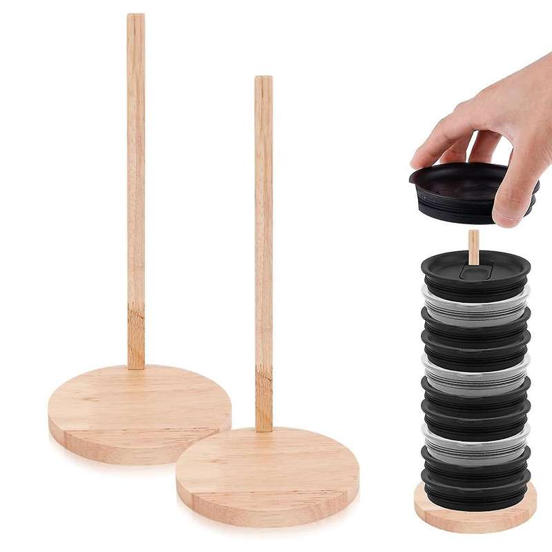 2pcs Lid Organizers, Space-saving Design Detachable Cup Lid Organizer Wooden Lid Storage Rack Stand