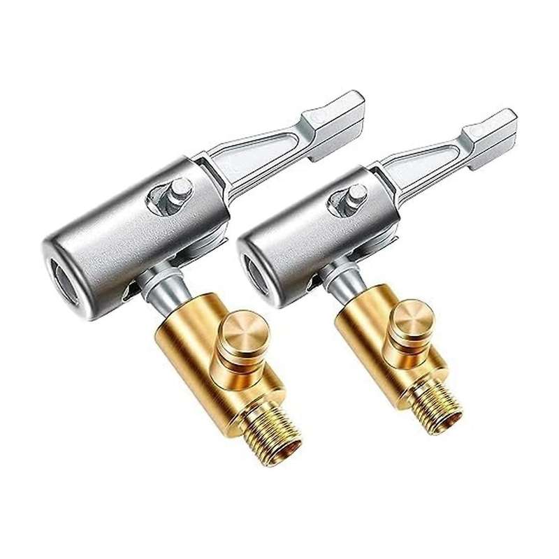 2Pcs Lock on Air Chuck Tire Inflator,Metal Locking Tire Air Chuck with Air Release Valve,8mm Standar
