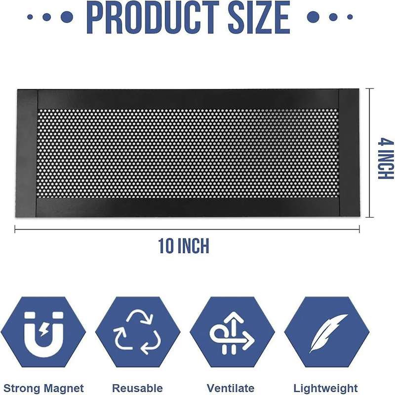 2Pcs Magnetic Floor Ventilation Cover 4x10Inch Air Ventilation Screen Cover PVC for Wall Ceiling Flo