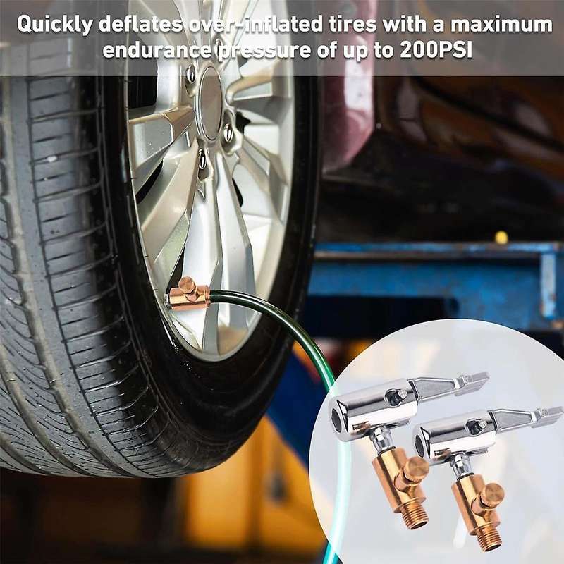 2pcs Lock On Air Chuck Tire Inflator,metal Locking Tire Air Chuck with Air Release Valve,8mm Standa