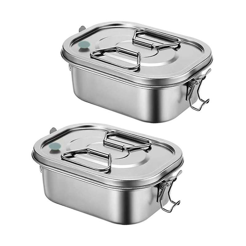 2pcs Lunch Box Stainless Steel Lunch Box Kids Adult Double Wall Metal Lunch Box Container with Airt