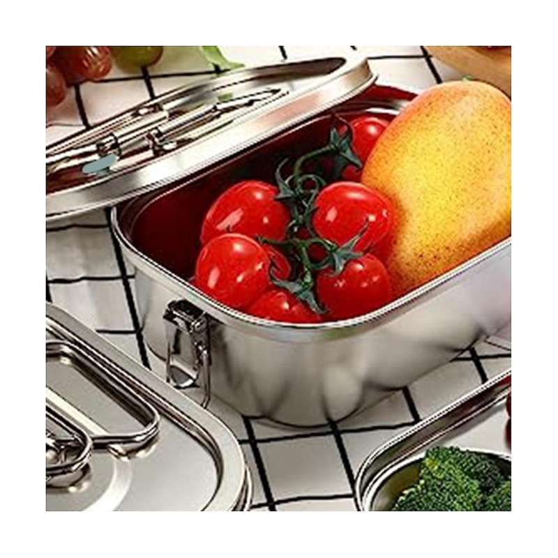 2pcs Lunch Box Stainless Steel Lunch Box Kids Adult Double Wall Metal Lunch Box Container with Airt