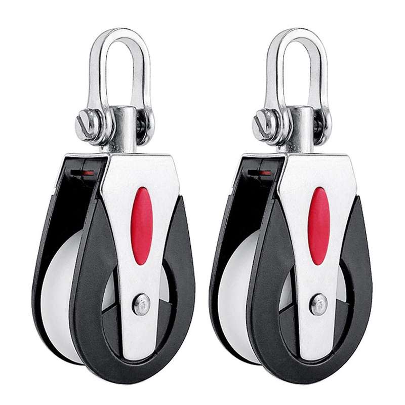 2Pcs Load Sheave Block Head Single Pulley Swivel Sailboat Plain Bearing Block Rope Runner Boat Acces