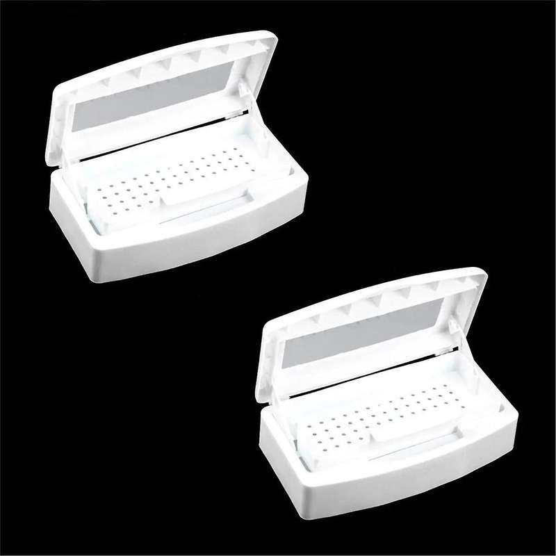 2PCS Manicure Tool Disinfection Box Hygienic Portable Alcohol Disinfection Filter Cleaning Box Clea
