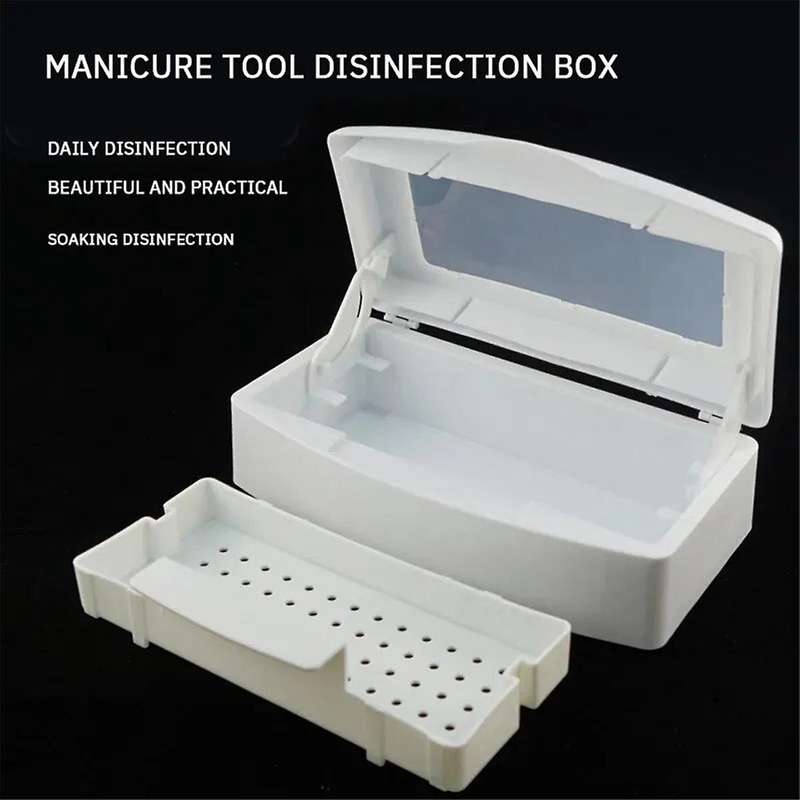 2PCS Manicure Tool Disinfection Box Hygienic Portable Alcohol Disinfection Filter Cleaning Box Clea
