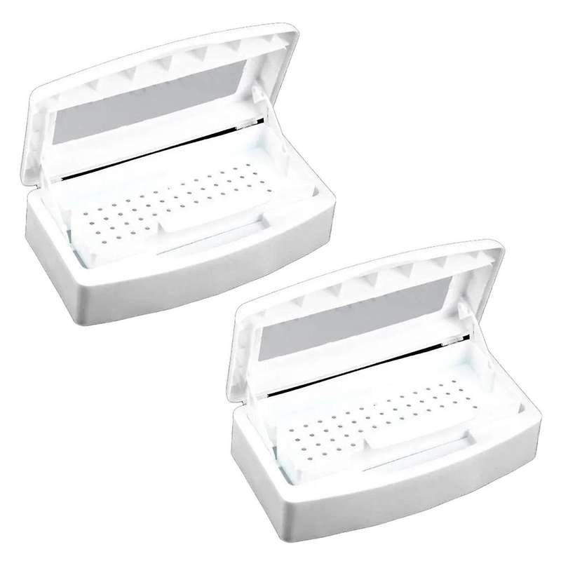 2PCS Manicure Tool Disinfection Box Hygienic Portable Alcohol Disinfection Filter Cleaning Box Clea
