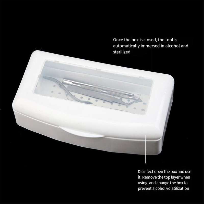 2PCS Manicure Tool Disinfection Box Hygienic Portable Alcohol Disinfection Filter Cleaning Box Clea