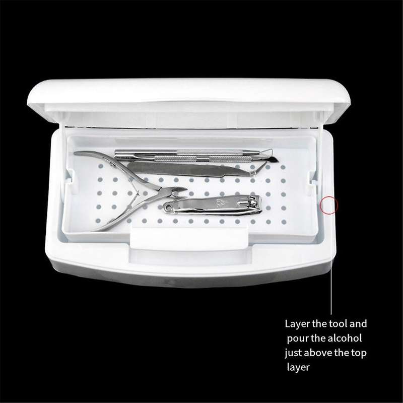 2PCS Manicure Tool Disinfection Box Hygienic Portable Alcohol Disinfection Filter Cleaning Box Clea
