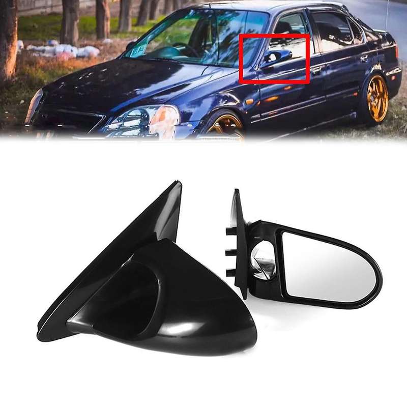 2Pcs Manual Adjustment Car Rear View Wing Side Mirror for Eg 2Dr 1992-1995 Black