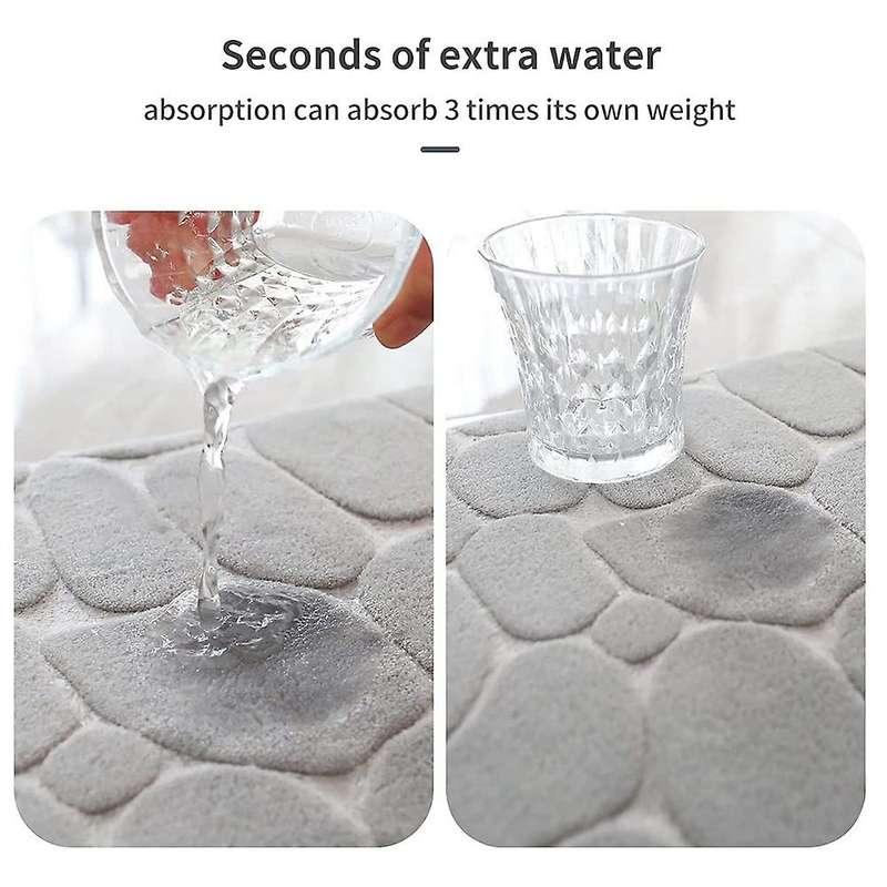 2Pcs Memory Foam Bath Mat Set, Extra Soft 2 Piece Cobblestone Bathroom Rugs Non Slip and Water Absor