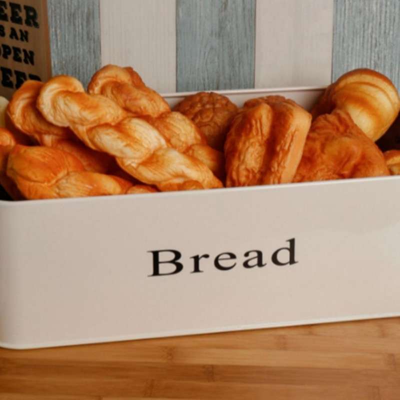 2Pcs Metal Bread Box with Natural Bamboo Lid and Handles Kitchen Food Storage Container Bread Storag