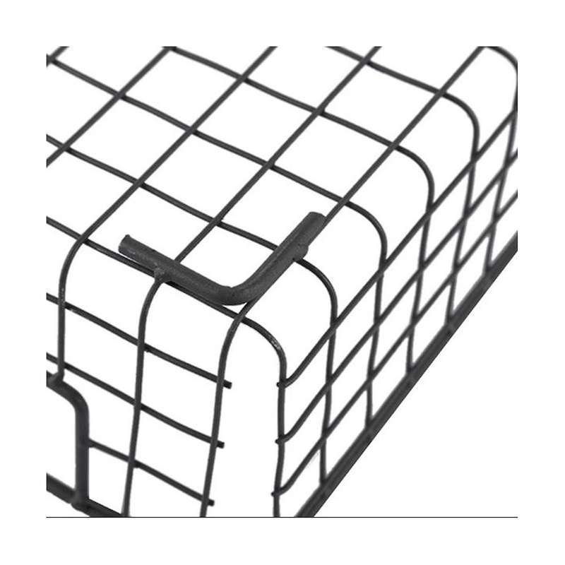 2pcs Metal Wire Storage Basket with Handle Wrought Iron Sundries Container Kitchen,white