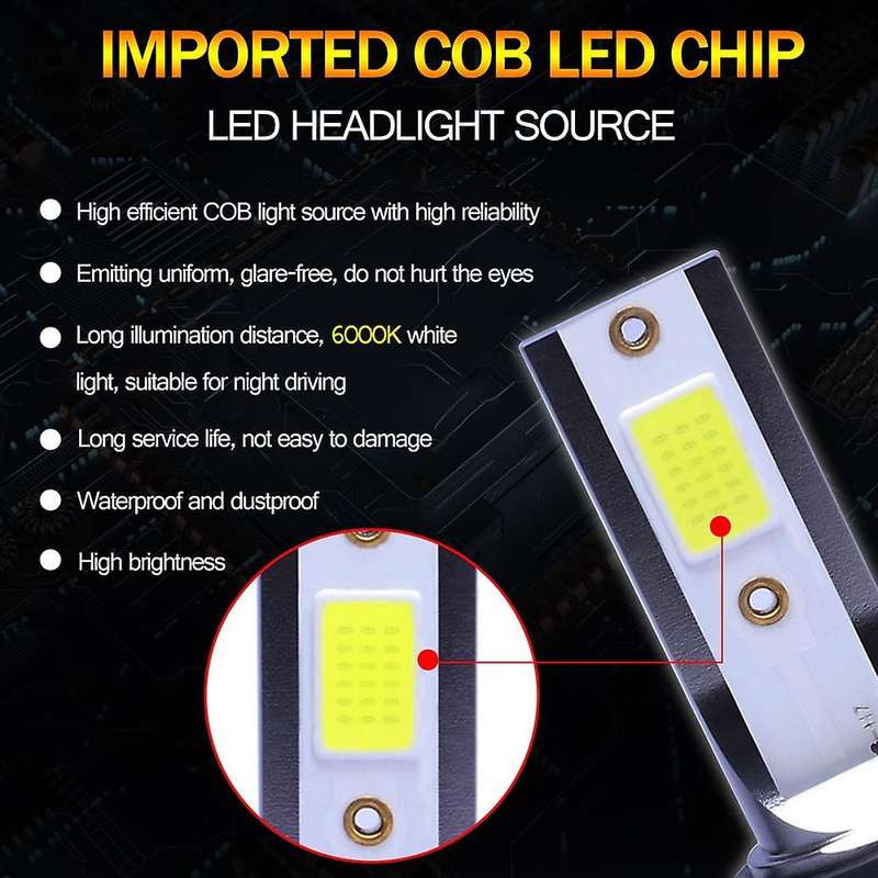 2Pcs Mini 1400W LED Headlight Bulbs Conversion Kit FOG Driving Light Hi-Low Lamps DRL 6000K White-Pl