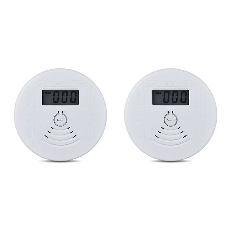 2PCS Mini Carbon Monoxide Alarm Smoke Detector CO Sensor Battery Alert Fire Sound Alarm for Home Sec