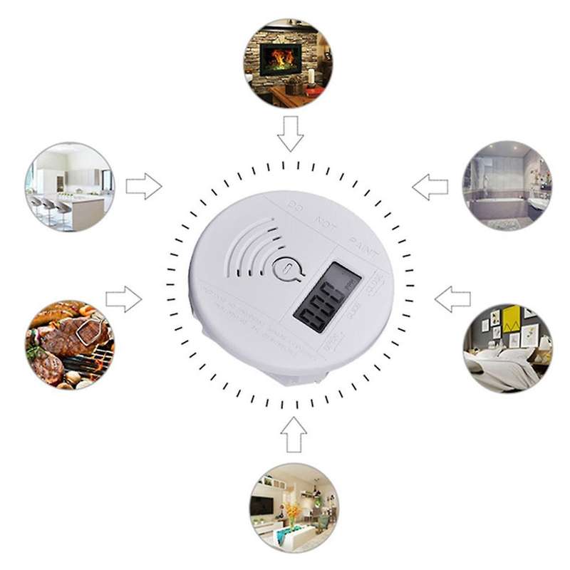 2PCS Mini Carbon Monoxide Alarm Smoke Detector CO Sensor Battery Alert Fire Sound Alarm for Home Sec