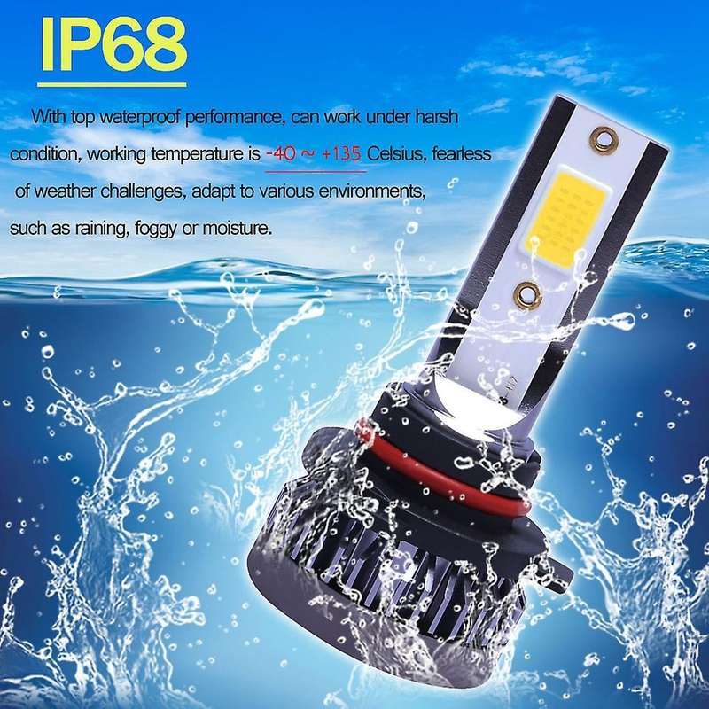 2Pcs Mini LED Headlight Bulbs Conversion Kit FOG Driving Light Hi-Low Lamps DRL 3000K Yellow-Plug an
