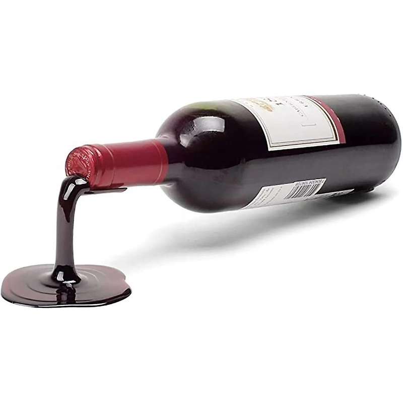 2PCS Mini Wine Bottle Stand Red Gold Individuality Acrylic Spilled Holder Desktop Rack Ornament