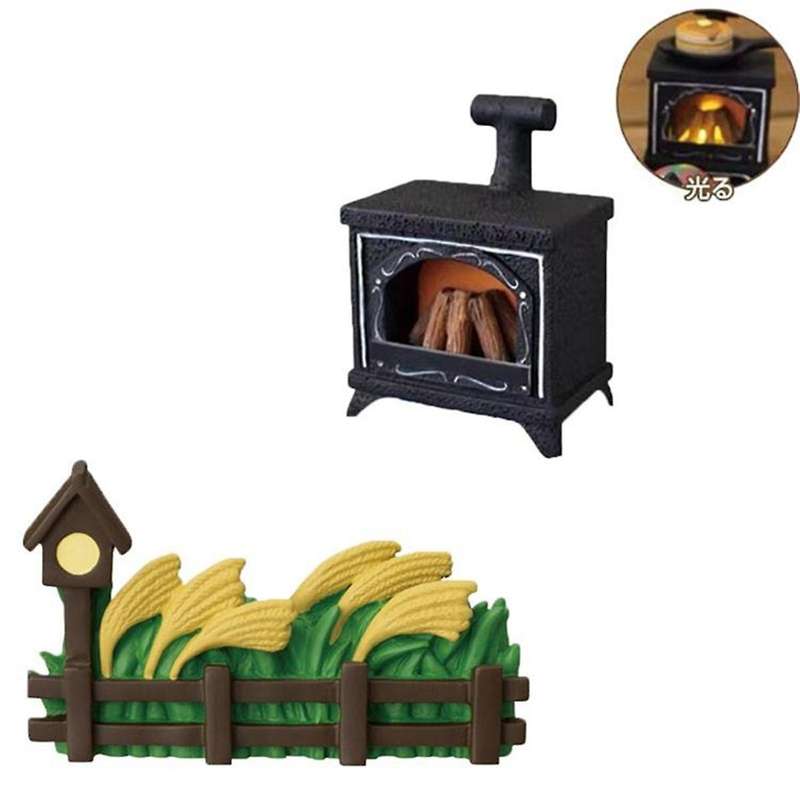 2PCS Miniature Simulation Mini Illuminated Fireplace Model DIY Accessories