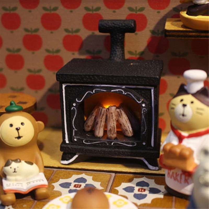 2PCS Miniature Simulation Mini Illuminated Fireplace Model DIY Accessories