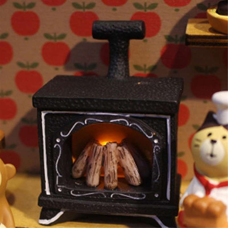 2PCS Miniature Simulation Mini Illuminated Fireplace Model DIY Accessories