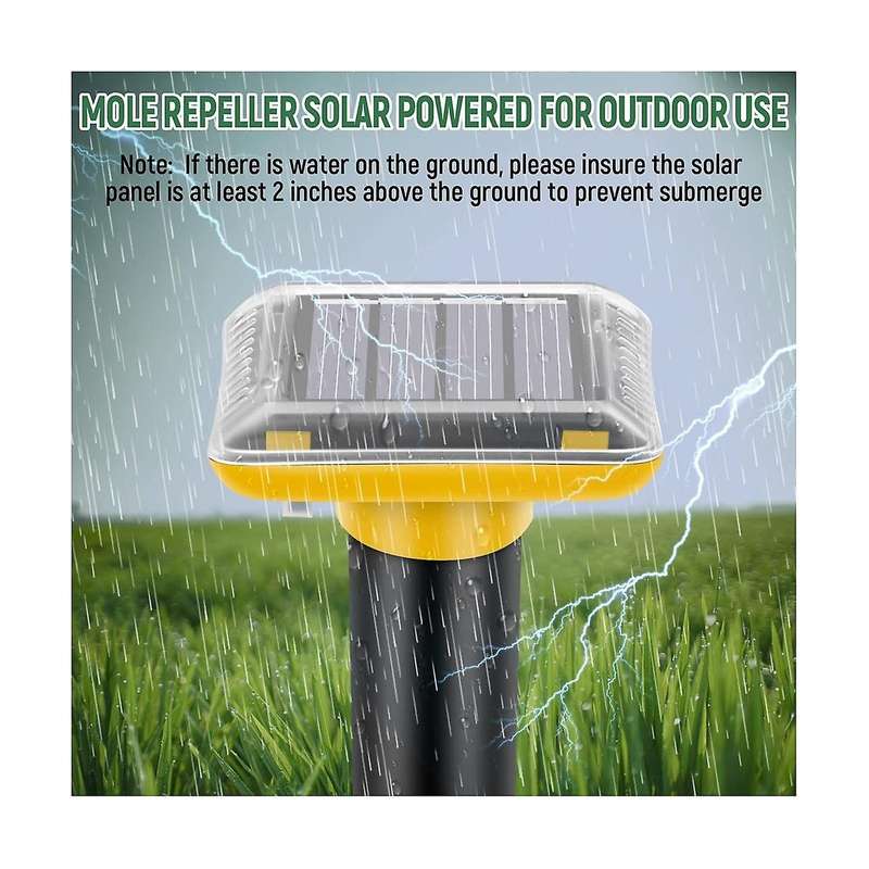 2pcs Mole Repellent Solar Ultrasonic Vole Repellent Outdoor Pest Mole Repellent Solar Powered
