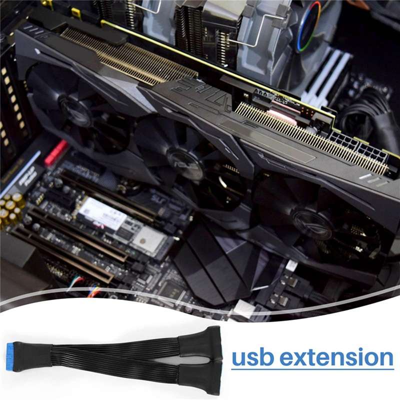 2Pcs Motherboard USB 3.0 19PIN Header 1 to 2 Extension Splitter Cable,12Cm 19Pin Internal Extension