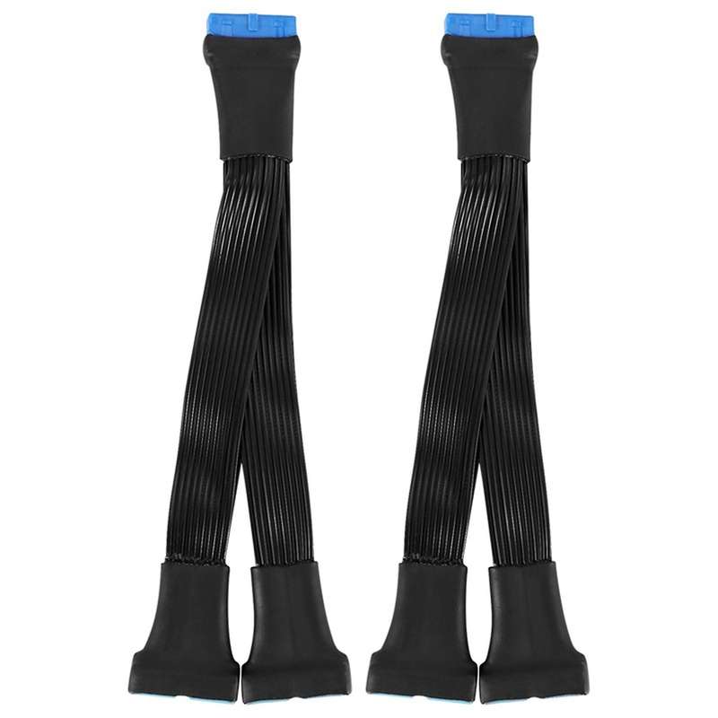 2Pcs Motherboard USB 3.0 19PIN Header 1 to 2 Extension Splitter Cable,12Cm 19Pin Internal Extension
