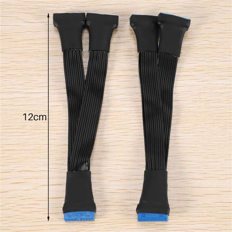 2Pcs Motherboard USB 3.0 19PIN Header 1 to 2 Extension Splitter Cable,12Cm 19Pin Internal Extension