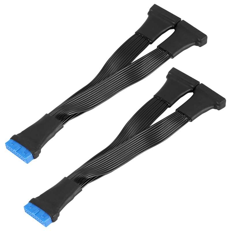 2Pcs Motherboard USB 3.0 19PIN Header 1 to 2 Extension Splitter Cable,12Cm 19Pin Internal Extension