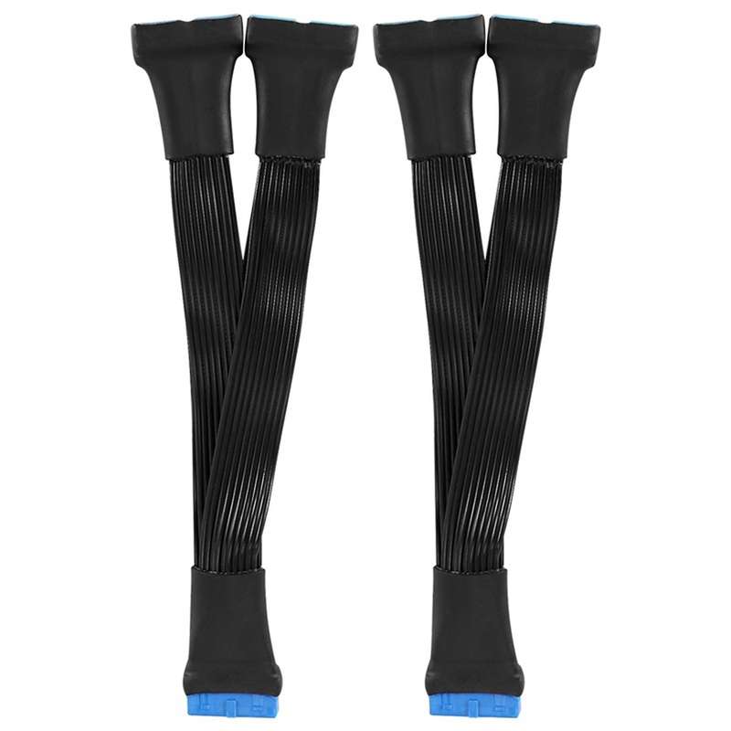 2Pcs Motherboard USB 3.0 19PIN Header 1 to 2 Extension Splitter Cable,12Cm 19Pin Internal Extension
