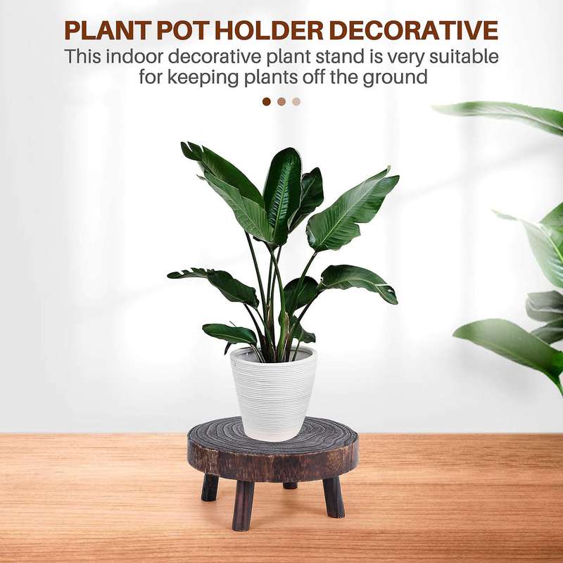 2pcs Mini Wooden Stool Flower Display Stand, Potted Plant Shelf Bonsai Rack, Vintage Wood Grain Gar