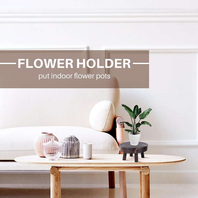 2pcs Mini Wooden Stool Flower Display Stand, Potted Plant Shelf Bonsai Rack, Vintage Wood Grain Gar