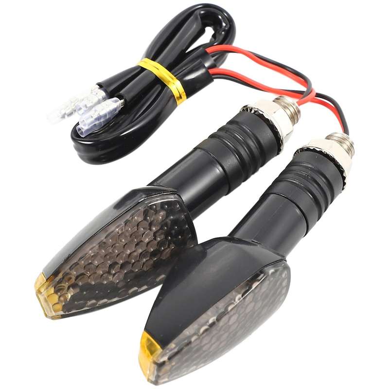 2Pcs Motorcycle 10LED Little Red Riding Hood Signal Turn Signal Yellow Light Black