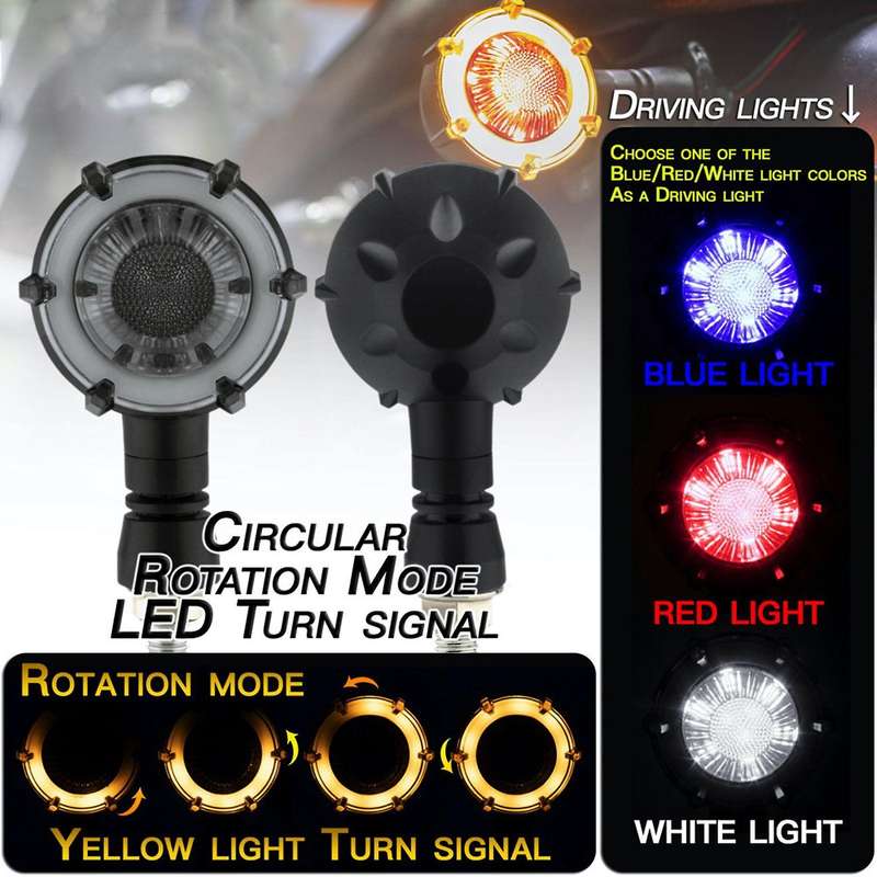 2PCS Motorcycle Daytime Running Light Modification LED Two-Color DRL Turn Signal Light Blue