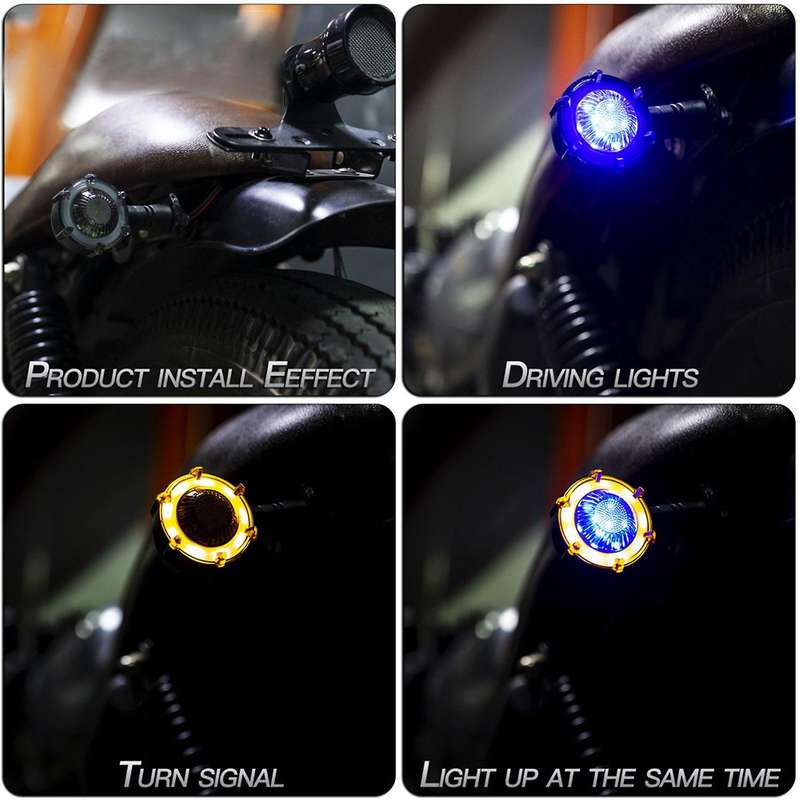 2PCS Motorcycle Daytime Running Light Modification LED Two-Color DRL Turn Signal Light Blue