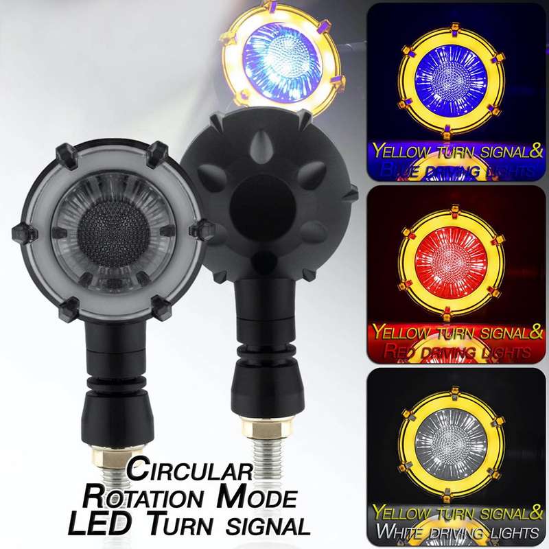 2PCS Motorcycle Daytime Running Light Modification LED Two-Color DRL Turn Signal Light Blue