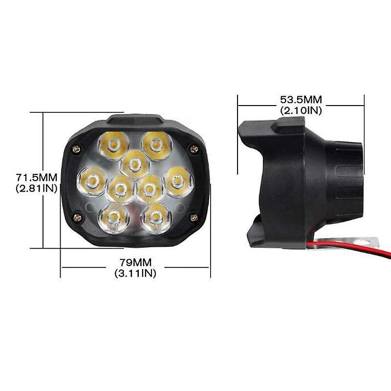 2Pcs Motorcycle Headlight 6500K White Super Bright 9 Led Working Spot Light Motorbike Fog Lamp 1800L