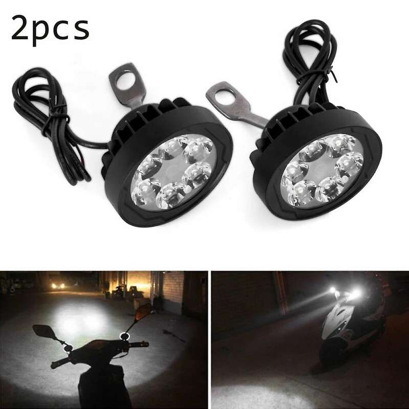 2PCS Motorcycle Headlight Fog Driving Lights Front head light lamp 6 LED Rearview Mirror Spotlight w