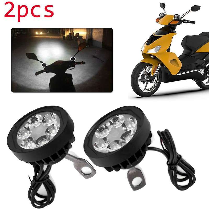 2PCS Motorcycle Headlight Fog Driving Lights Front head light lamp 6 LED Rearview Mirror Spotlight w