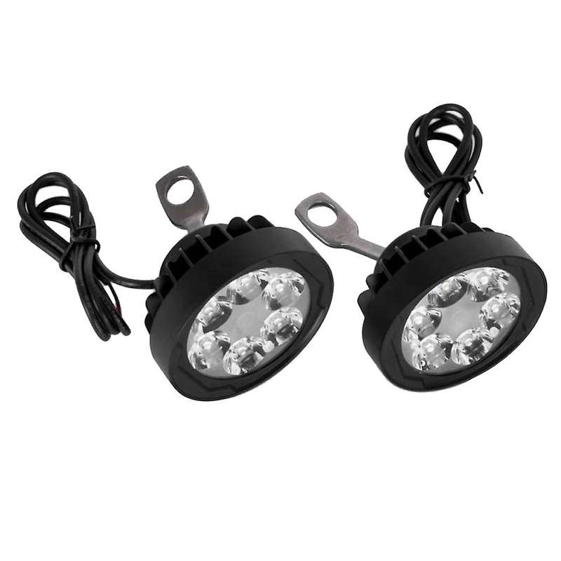 2PCS Motorcycle Headlight Fog Driving Lights Front head light lamp 6 LED Rearview Mirror Spotlight w