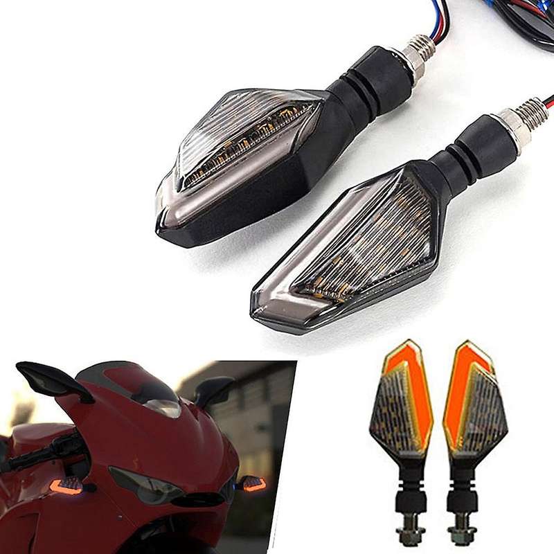 2PCS Motorcycle LED Turn Signal Lights Left Right Signal Lamp Daytime Running Lights for Red