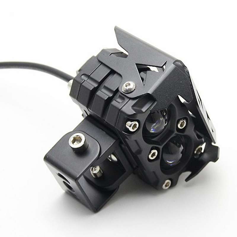 2Pcs Motorcycle LED Spotlight Yellow and White Double Color Lens High/Low Beam Fog Light Headlight A
