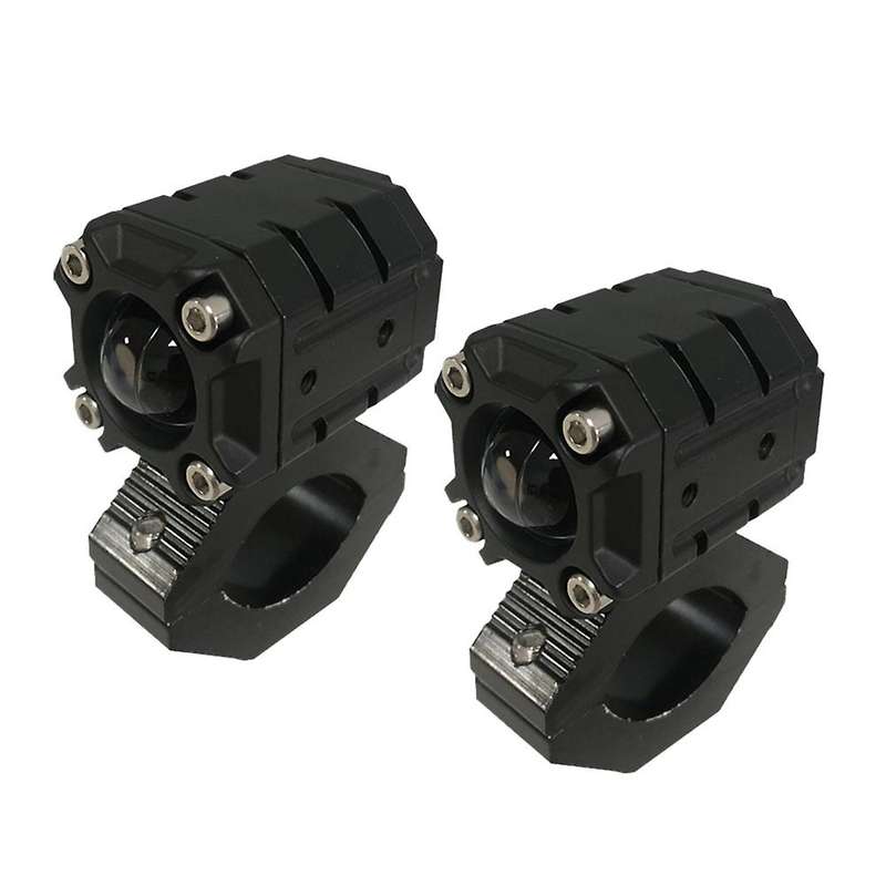 2Pcs Motorcycle LED Spotlight Yellow and White Dual Color LED Lens High/Low Beam Fog Light Headlight