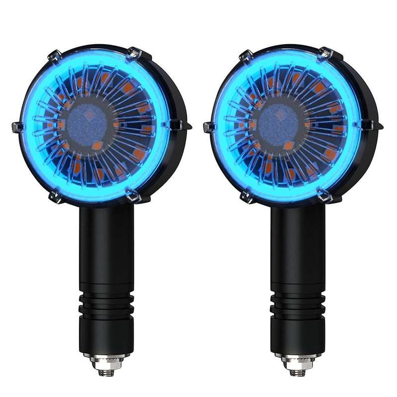 2Pcs Motorcycle Lights Modified LED Circular Flow Lights Two-Color Indicator Lights(Yellow Light + B