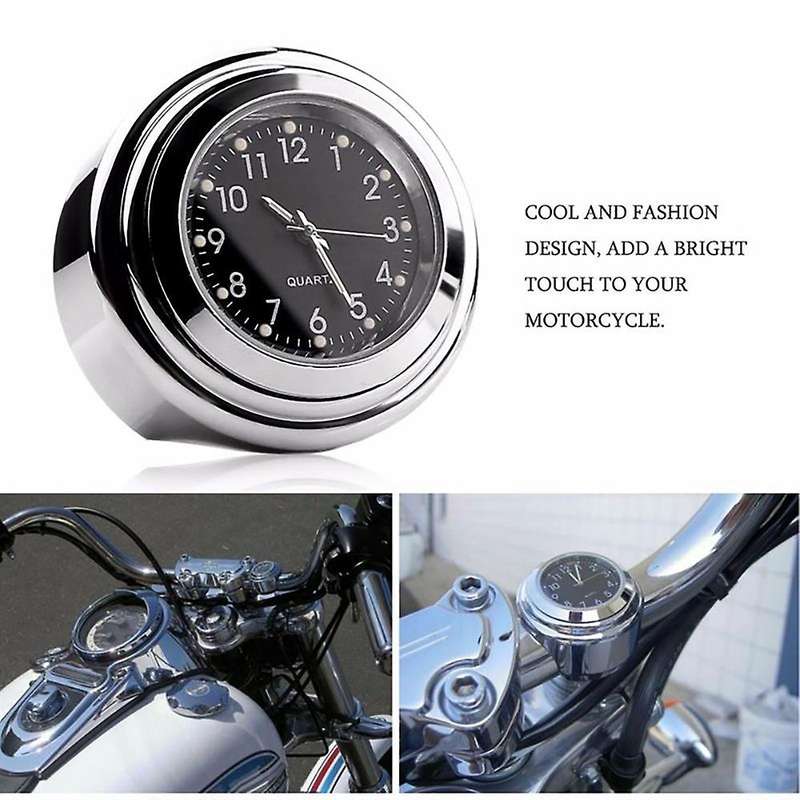 2PCS Motorcycle Quartz Clock and Thermometer 7/8Inch Waterproof Bike Handlebar Watch Aluminum Univer