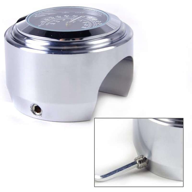 2PCS Motorcycle Quartz Clock and Thermometer 7/8Inch Waterproof Bike Handlebar Watch Aluminum Univer