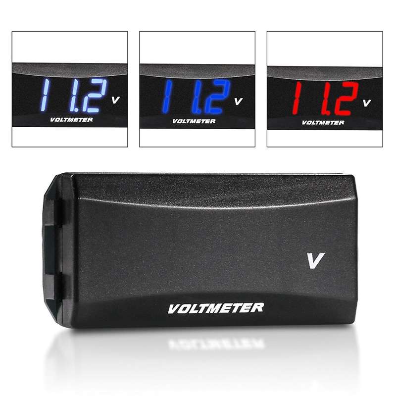 2Pcs Motorcycle Mini LED Display Digital Voltmeter Meter Voltage Tester Reverse Connection Protectio